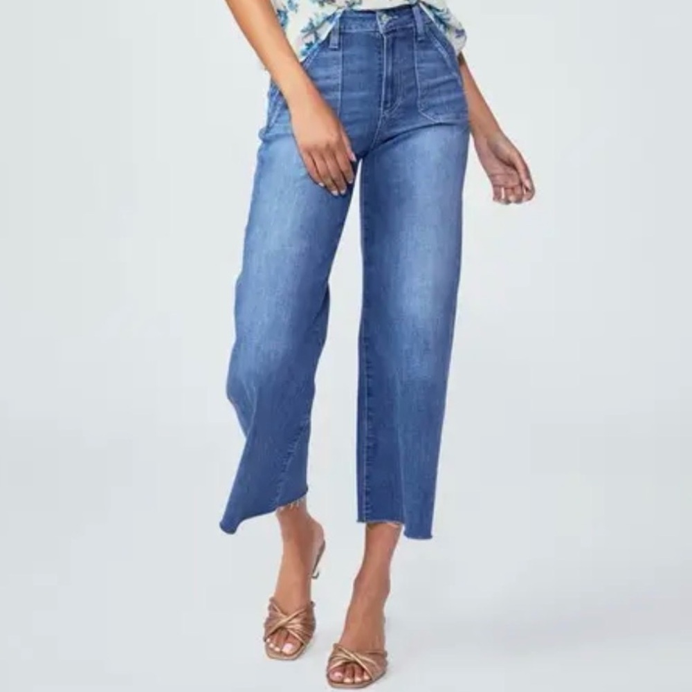PAIGE Annessa High Rise Wide Leg Crop Jeans Size 30 26” Inseam